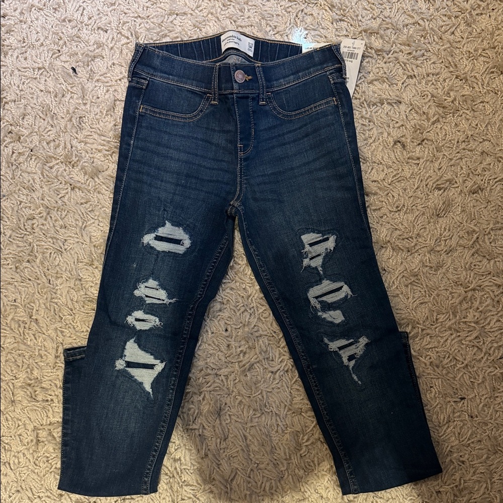 Abercrombie Kids Dark Blue Distressed Mid Rise Pull on Leggings - Long